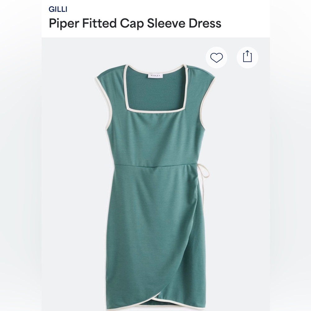 Gilli Teal Sleeveless Cowl Neck Wrap Dress with White Trim